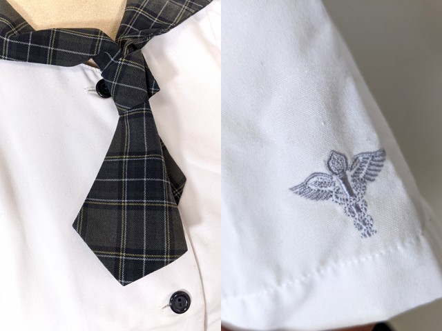 w91 大阪府 扇町総合高校 夏服セーラー服+カーデガン+長袖シャツ+夏服スカート/yt4151【4XJDE】