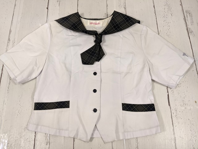 w91 大阪府 扇町総合高校 夏服セーラー服+カーデガン+長袖シャツ+夏服スカート/yt4151【4XJDE】