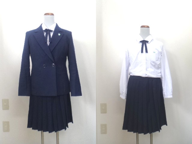 M205/名古屋市立富田高等学校□冬服 ブレザー制服160A+リボンなど5点 