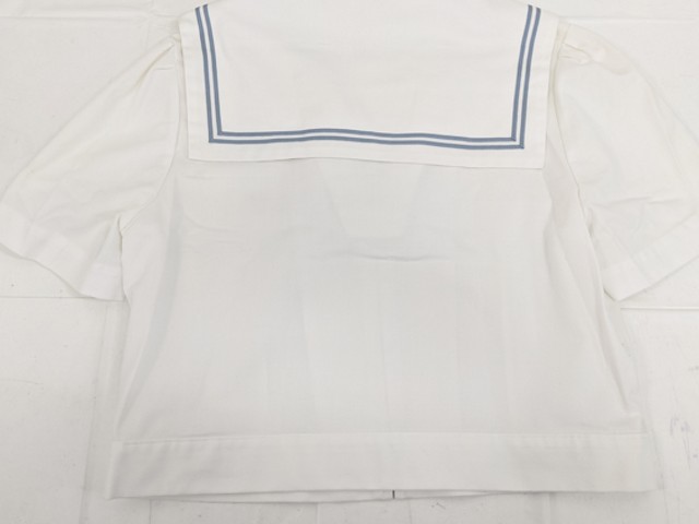 f24 秋田県湯沢商工高校 夏服セーラー服 170 大きめ+長袖シャツ+ベスト+夏服スカート+リボン/yt2125【11BVR】