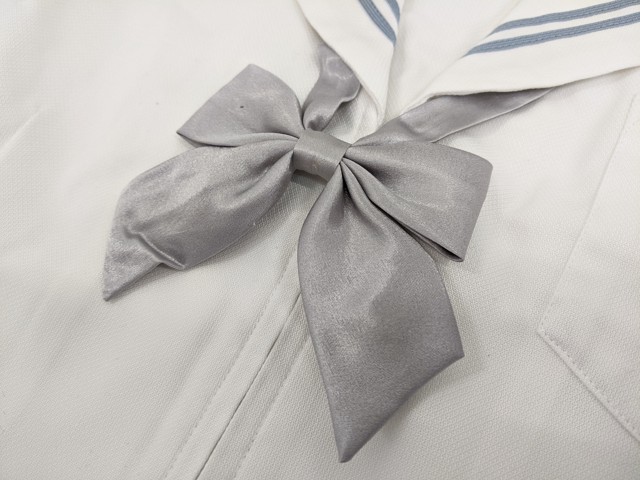 f24 秋田県湯沢商工高校 夏服セーラー服 170 大きめ+長袖シャツ+ベスト+夏服スカート+リボン/yt2125【11BVR】