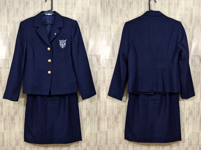 n23 兵庫県 甲南女子大学 校章付ブレザー+冬服スカート/yt3320【6ECG】