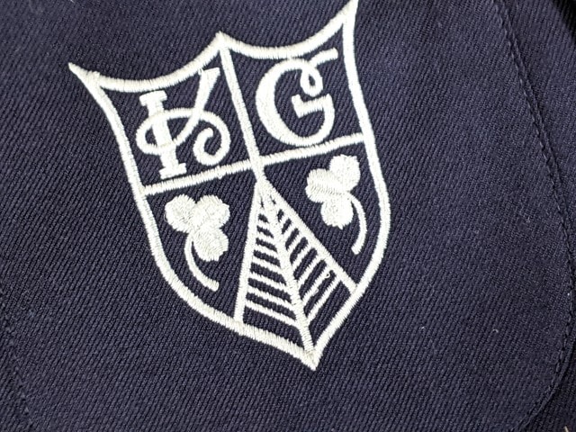 n23 兵庫県 甲南女子大学 校章付ブレザー+冬服スカート/yt3320【6ECG】