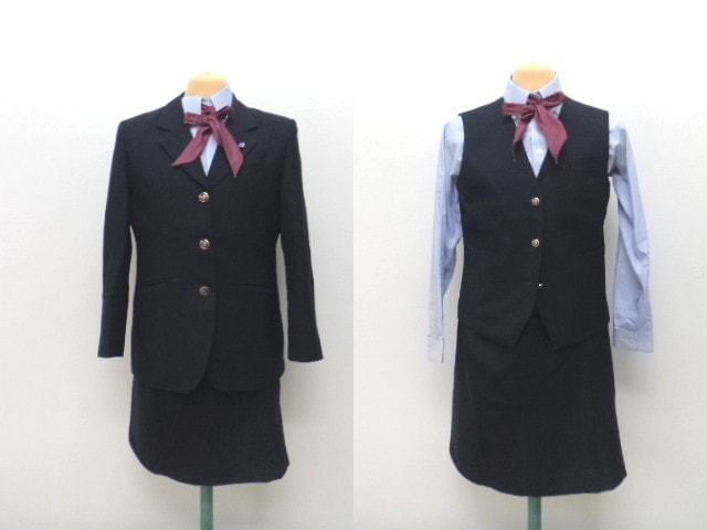 M215 会津若松市仁愛高等学校第一専攻科制服 ブレザー+シャツ+ベスト+