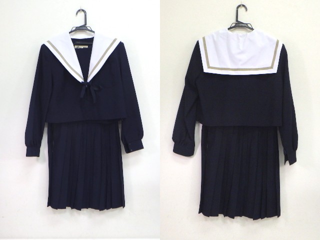 P79 愛知県 天白高校 冬服セーラー服170A+スカート+ループタイ/yt1539