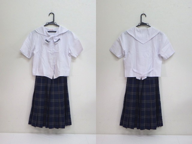 c01 福岡県 篠栗北中学校 夏服上下セット セーラー服+スカート/yt1825