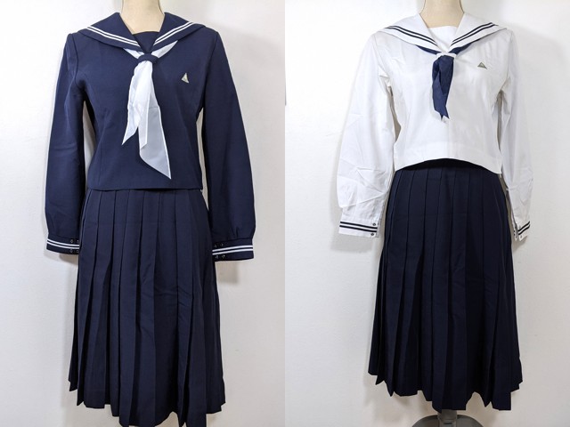 w37 広島県 尾道北高校 冬服・中間服セーラー服+冬服スカート+スカーフ