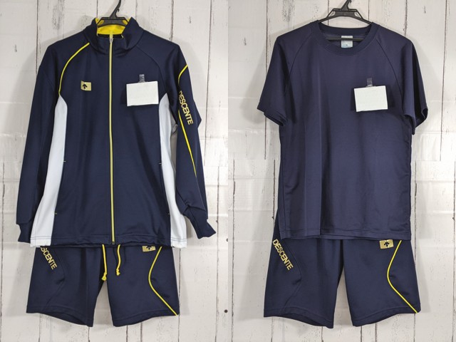 c28 北海道 向陵中学校 体操服 体操着 シャツ+ハーフパンツ+長袖