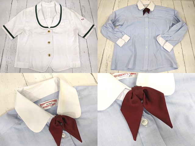 y65 長崎県 佐世保商業高校 ブレザー+夏服ブラウス+ベスト+長袖シャツ+冬服スカート+リボン/yt4239【4EHCR】