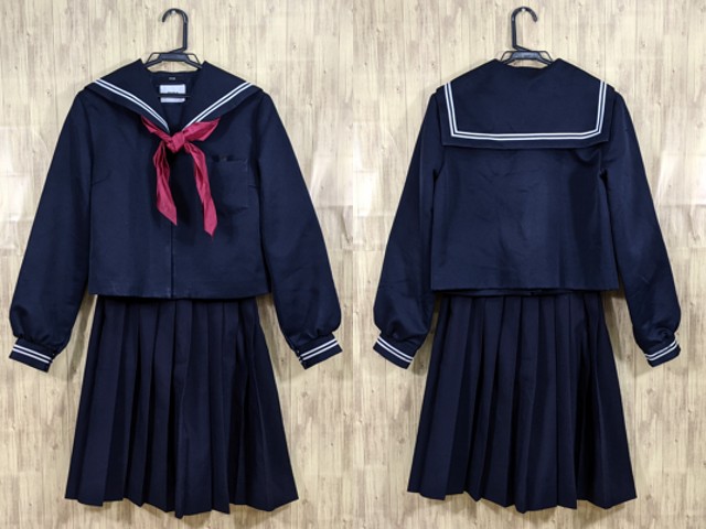 n99 福井県 麻生津小学校 冬服セーラー服+夏服スカート+スカーフ/yt3324【25YE】