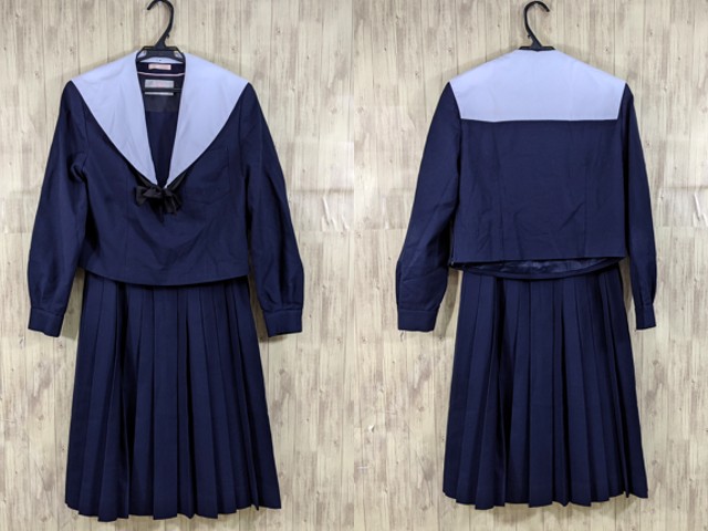 u79 愛知県 豊明中学校 冬服セーラー服+冬服スカート/yt3829