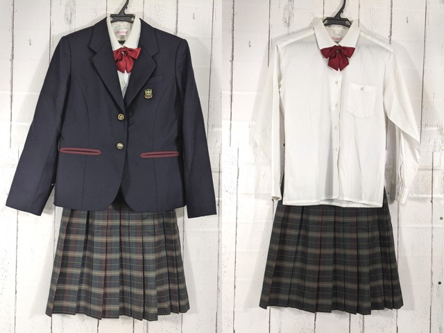 e43 札幌日本大学高等学校 ブレザー+長袖シャツ+冬服スカート+リボン/yt5136【28CCW】