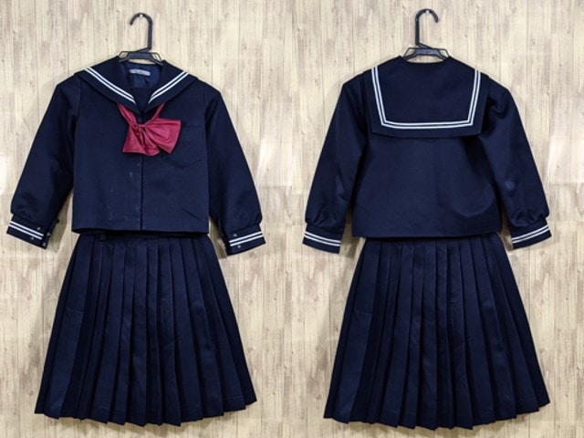 n99 福井県 麻生津小学校 冬服セーラー服+冬服スカート+リボン/yt3325【25PC】