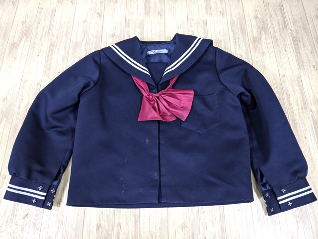n99 福井県 麻生津小学校 冬服セーラー服+冬服スカート+リボン/yt3325【25PC】