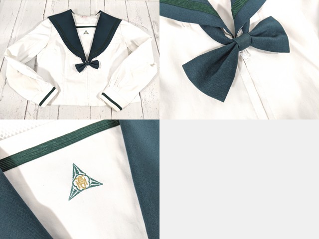 c25 千葉県 成田国際高校 リボン付中間服セーラー服+夏服スカート/yt4716【55KCS】