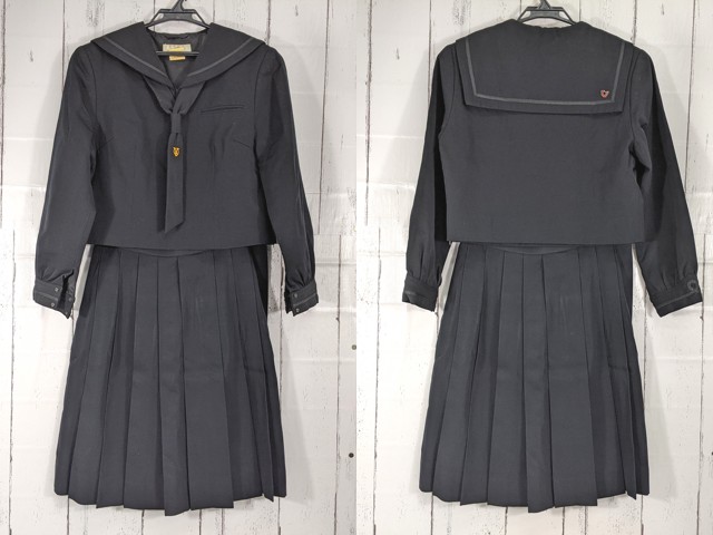 e45 栃木県 矢板東高校 冬服セーラー服+冬服スカート+ネクタイ/yt5137【25JEC】