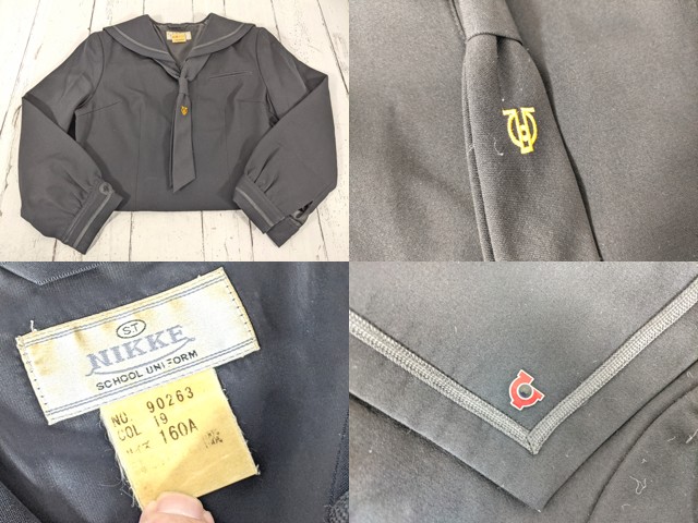 e45 栃木県 矢板東高校 冬服セーラー服+冬服スカート+ネクタイ/yt5137【25JEC】