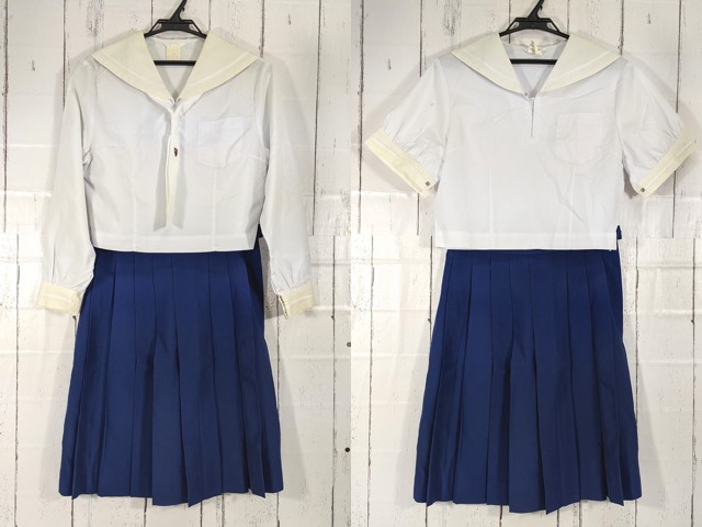e45 栃木県 矢板東高校 ネクタイ付中間服・夏服セーラー服+夏服スカート/yt5139【25XLE】