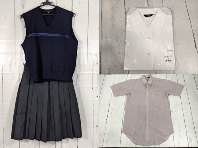 w24 東京都 宝仙学園高校 半袖カッターシャツ+ニットベスト+夏服スカート/yt4043【2JXER】