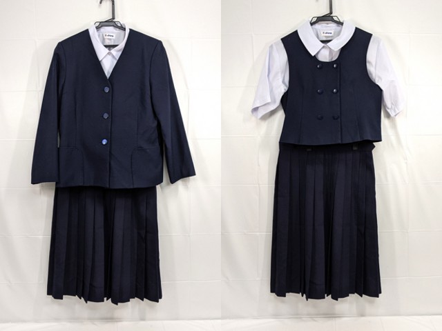 T1130 植竹中学校 ブレザー+半袖シャツ+ベスト+夏服・冬服スカート