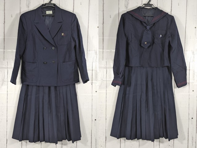 e01 神奈川県 北鎌倉女子高校 旧モデル 校章+冬服セーラー服+ブレザー