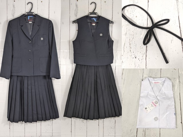 a52 高知県立高知追手前高校 ブレザー+ベスト+半袖ブラウス+夏服・冬服スカート+ループタイ/yt4505【18CMD】