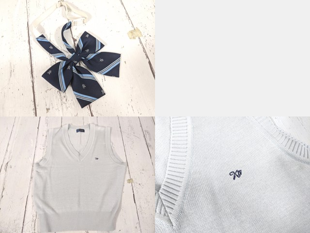 e04 東京都清瀬市立第四中学校 ブレザー+ニットベスト+冬服スカート+リボン/yt5075【22XJE】