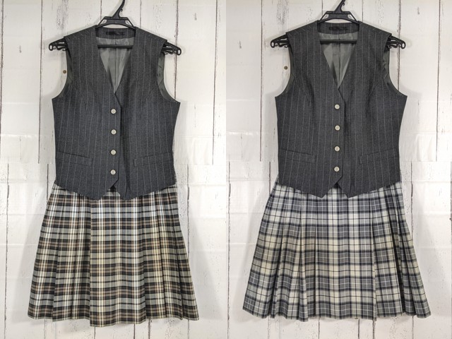 c85 東京都 錦城高校 ベスト+夏服・冬服スカート/yt4824【1CMGB