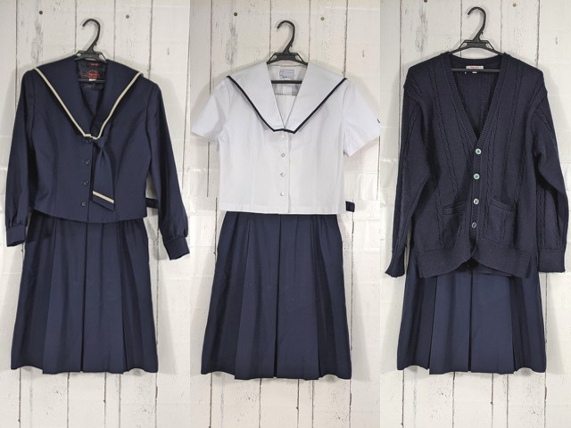 d35 広島県立高陽高等学校 冬服・夏服セーラー服+カーデガン+冬服 