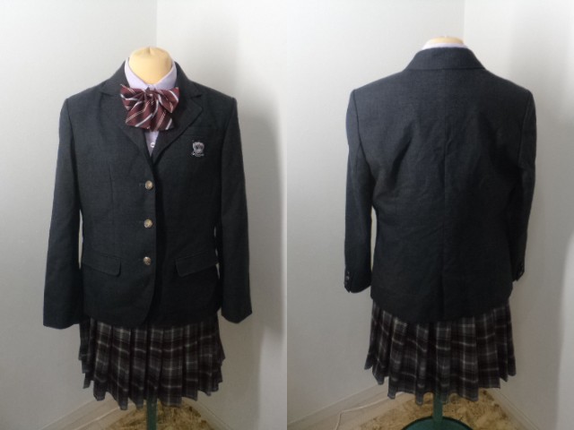 M196 千葉県 植草学園大学附属高校 ブレザー+紫ブラウス+スカート+ 