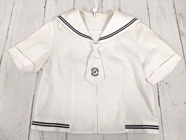 y65 長崎県 九州文化学園高校 ネクタイ付夏服ブラウス+ニットベスト+夏服スカート+リボン/yt4250【25WPF】