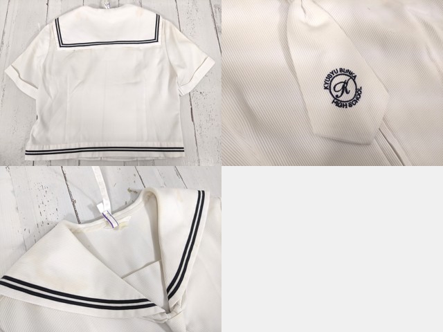 y65 長崎県 九州文化学園高校 ネクタイ付夏服ブラウス+ニットベスト+夏服スカート+リボン/yt4250【25WPF】