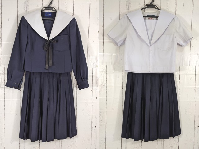 U97 愛知県 天神中学校 冬服・夏服セーラー服+冬服スカート+ループタイ