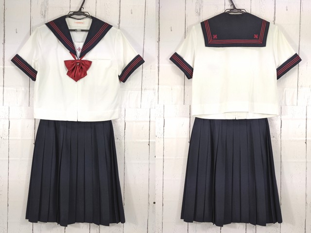 i92 東京都 日本大学豊山女子高校 夏服セーラー服+夏服スカート+リボン/yt7011【24XKE】