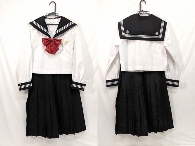 L13 静岡県 修善寺中学校 中間服セーラー服+夏服スカート/yt2834【6DHR】
