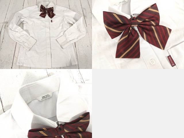 c37 京都府 立命館宇治高校 ブレザー+半袖シャツ+ニットベスト+冬服スカート+リボン/yt4726【4EKCV】