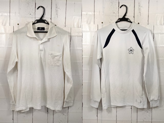 w99 広島県 美木中学校 長袖ポロシャツ+体操服 長袖シャツ/yt4144【2HXC】