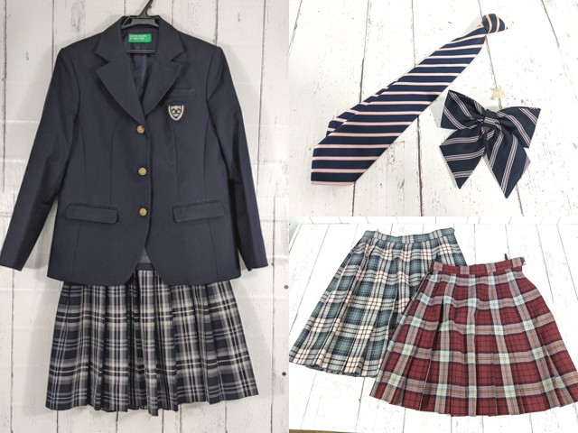 b08 長崎県 学校法人奥田学園 創成館高校 ブレザー+夏服/冬服スカート+リボン+ネクタイ/yt4543【3PXKE】