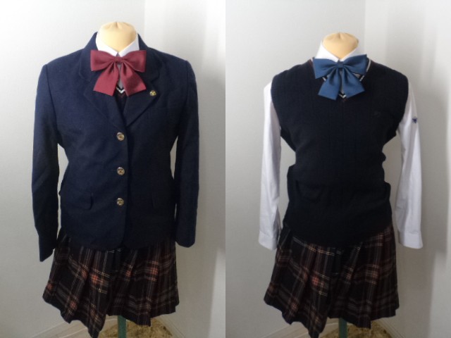 甲府城西高校　男児制服セット M196 山梨県 甲府城西高校 校章付ブレザー+セーター+スカート+リボン