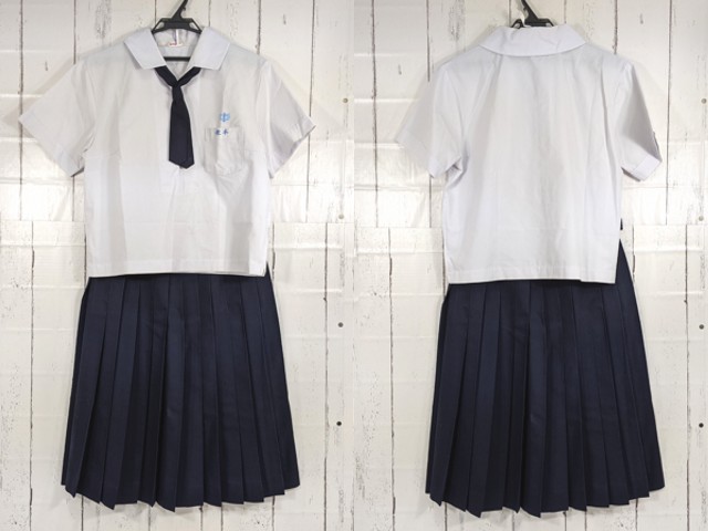 y65 長崎県 佐々町立佐々中学校 半袖カッターシャツ+夏服スカート+ネクタイ/yt4253【45XJ】