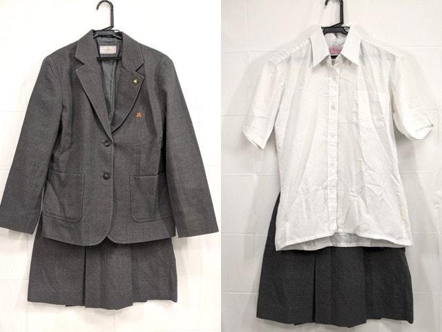 h31 京都府立落西高校 旧モデル 校章付きブレザー+半袖シャツ+冬服・夏服スカート/yt2432【5KFG】