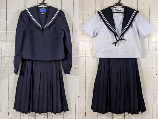 w21 愛知県 宝神中学校 冬服・夏服セーラー服+冬服スカート+