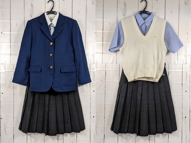 T2224 千葉市立稲毛高校 ブレザー+半袖・長袖カッターシャツ+ニットベスト+夏服・冬服スカート+ネクタイ/yt4156【3XNFV】