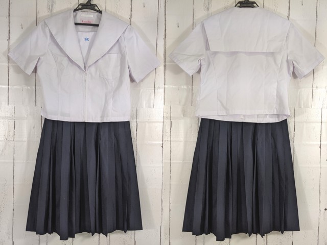 U59 愛知県 牧の池中学校 夏服セーラー服+夏服スカート/yt4731【4FHO 