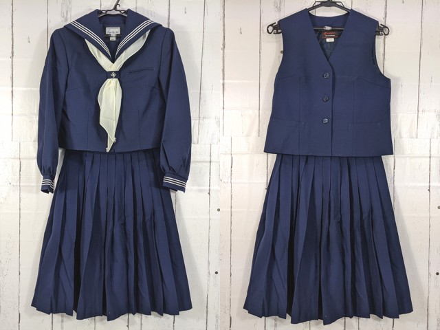 i56 千葉県 八街中央中学校 冬服セーラー服+ベスト+冬・夏服