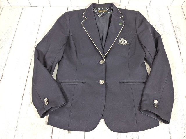 c91 鹿児島県 鹿児島高校 校章付きブレザー+ニットベスト+夏服セーラー服+長袖シャツ+冬服スカート+リボン/yt4832【3WOPC】