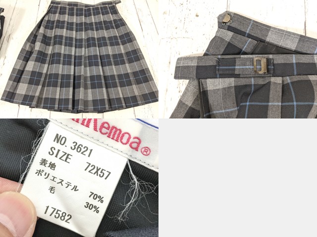 d75 埼玉県 潮止中学校 ブレザー+長袖シャツ+夏服スカート+リボン/yt5084【22CKE】