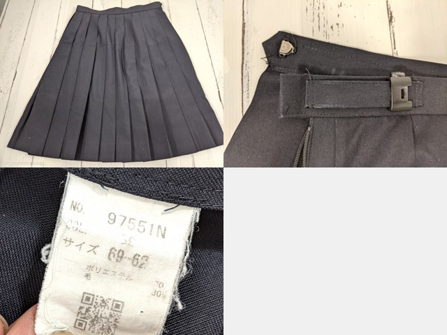 w19 長崎県 佐世保西高校 夏服ブラウス+ニットベスト+長袖シャツ+夏服スカート/yt3957【2XJDF】