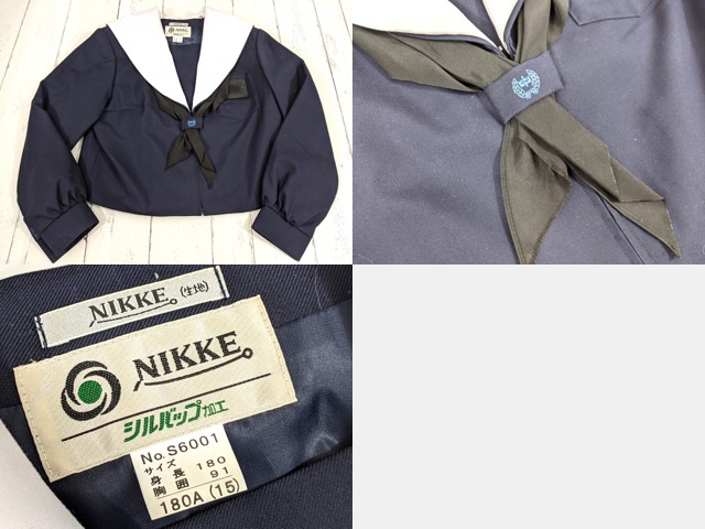 O15 岐阜県 高田中学校 冬服セーラー服+冬服スカート+スカーフ/yt4057【7XJD】