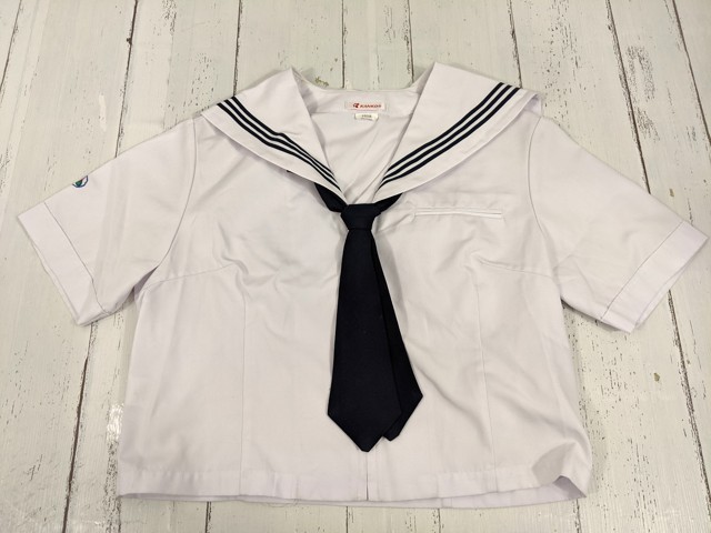 T2224 千葉市立葛城中学校 夏服セーラー服+夏服スカート+リボン/yt4158【9DHJ】